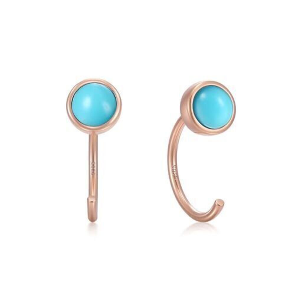 1020 Backless Earrings 18K Rose Gold Plated 925 Sterling Silver Half Huggie